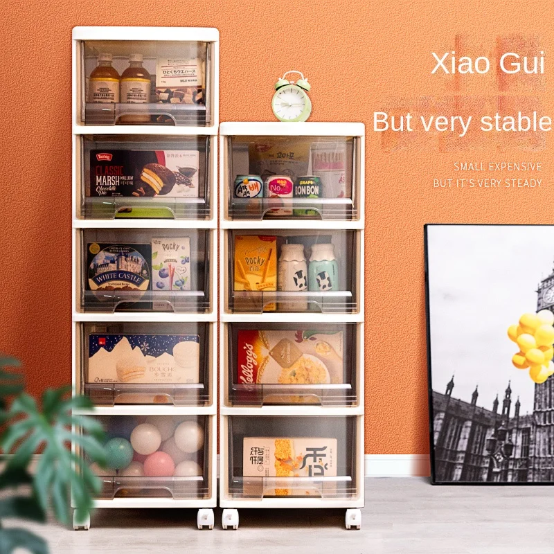 ZZXL Snack Living Room Multi-Layer Plastic Gap Locker Transparent Organize the Shelves
