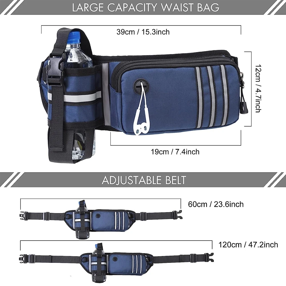 1PC Bungee Waist Dog Leash – Dog Leash for Medium/Large Breeds – Running Belt Fanny Pack with Phone,Waste, Treat, Bottle Pockets