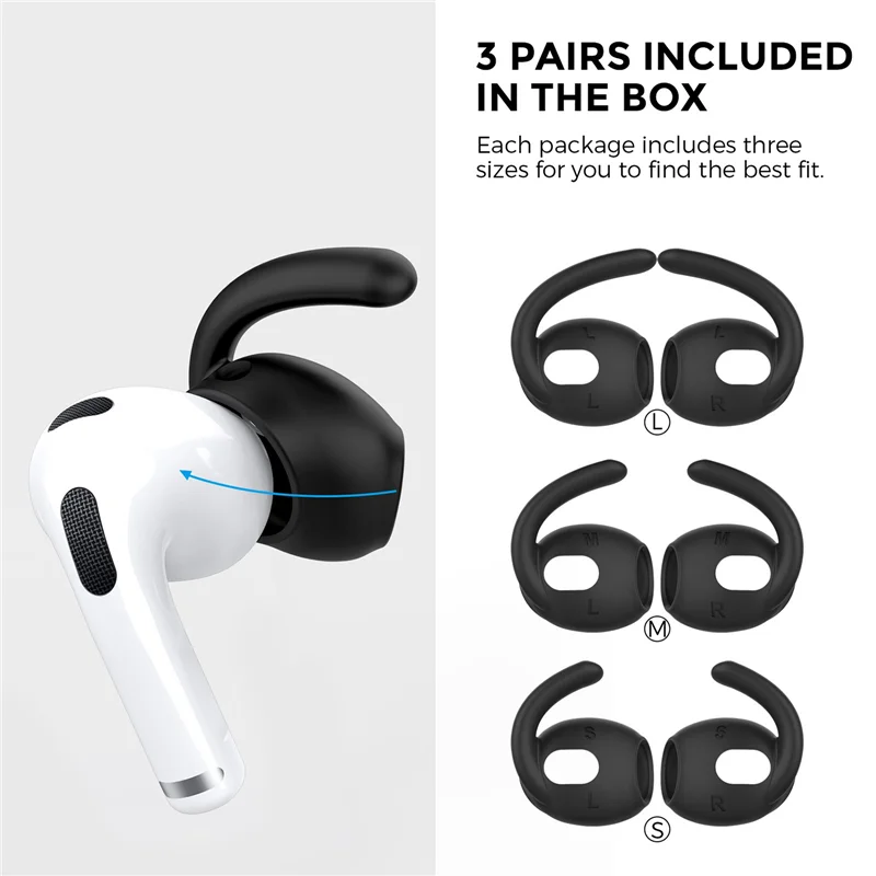 N33R_3 paar sportoorhaken voor Apple siliconen oorgreephouder-wit