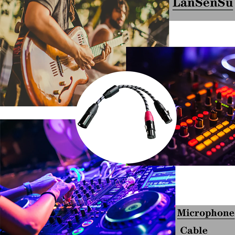 Cable divisor tipo XLR Y, 2 conectores hembra XLR a 1 conector macho XLR