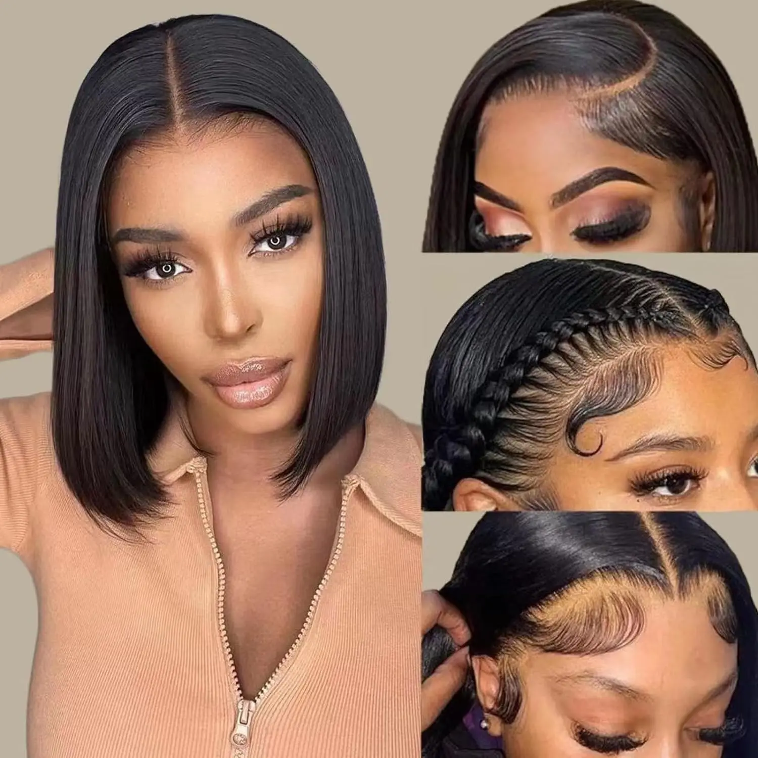 

14 Inch Bob Wig Human Hair 13x4 Straight Lace Front Wigs Human Hair 200 Density 15A Straight Bob Wigs For Black Women Pre Plucke