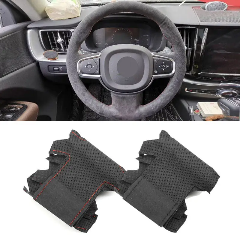 

Для Volvo S60 V60 2019 2020 2021 XC60 S90 V90 XC90 2016-2021 прошитый вручную замшевый кожаный салон на руль, накладка на руль