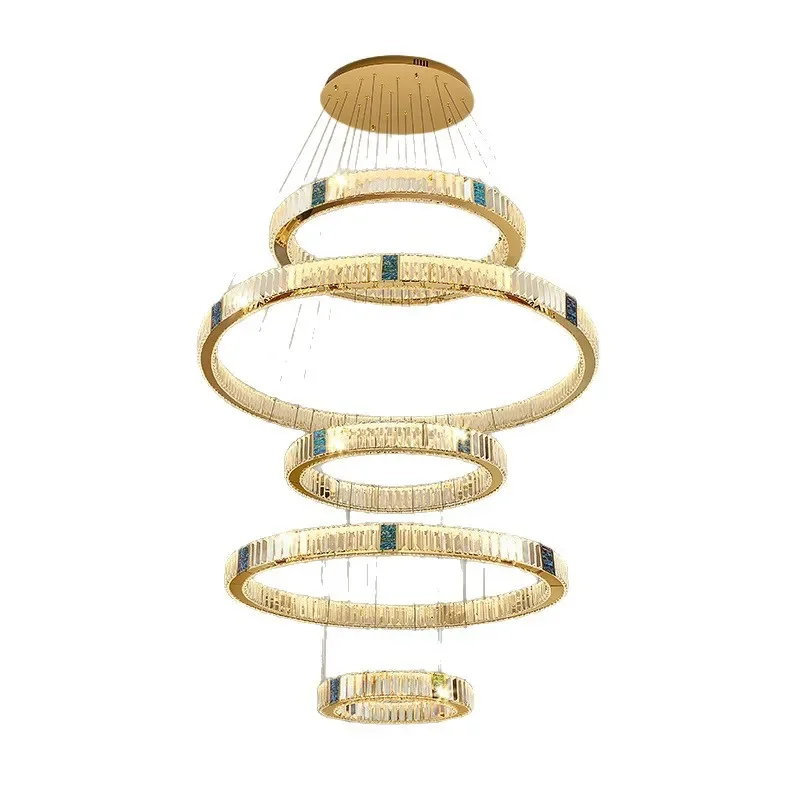 

Villa duplex floor chandelier, empty staircase chandelier, light luxury crystal