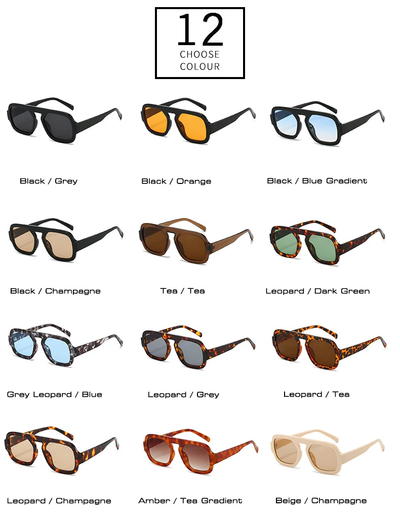 SO&EI Retro Quadratische Sonnenbrille Frauen Mode Gradient Shades UV400 Männer Punk Blau Grün Sonnenbrille – Detail 6