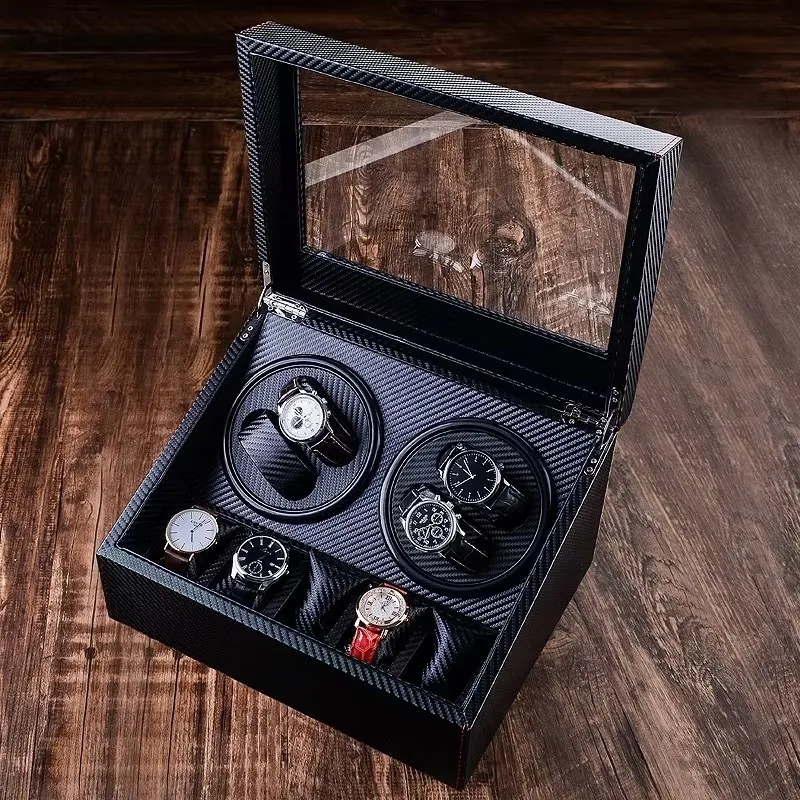 Carbon Fiber Leather Shaker Watch Storage Box Automatic Winding Watch Box Mechanical Rotating Motor Box