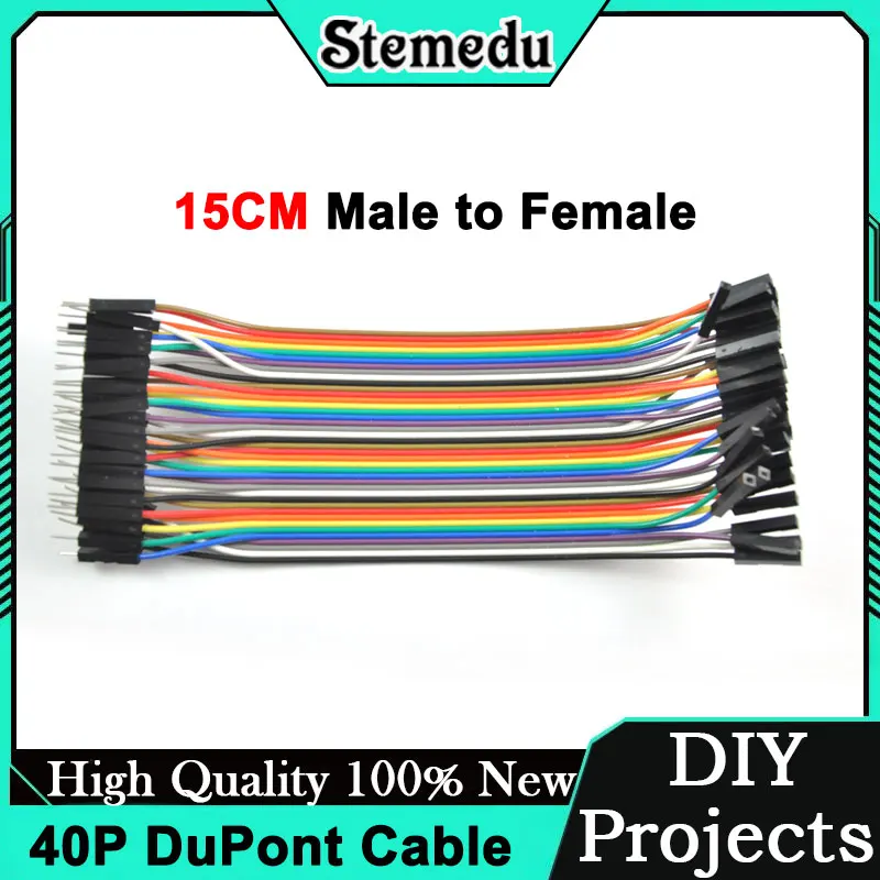40P DuPont Jumper Wire 26AWG 15CM Male to Female Breadboard Cable 1007 PVC Insulated for Arduino/Raspberry Pi