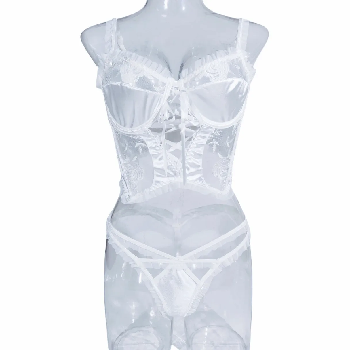 Kagano Set reggiseno e mutandine sexy raccolti Pu up di colore liscio, intimo da donna, pantaloni a vita bassa, tessuto in poliestere