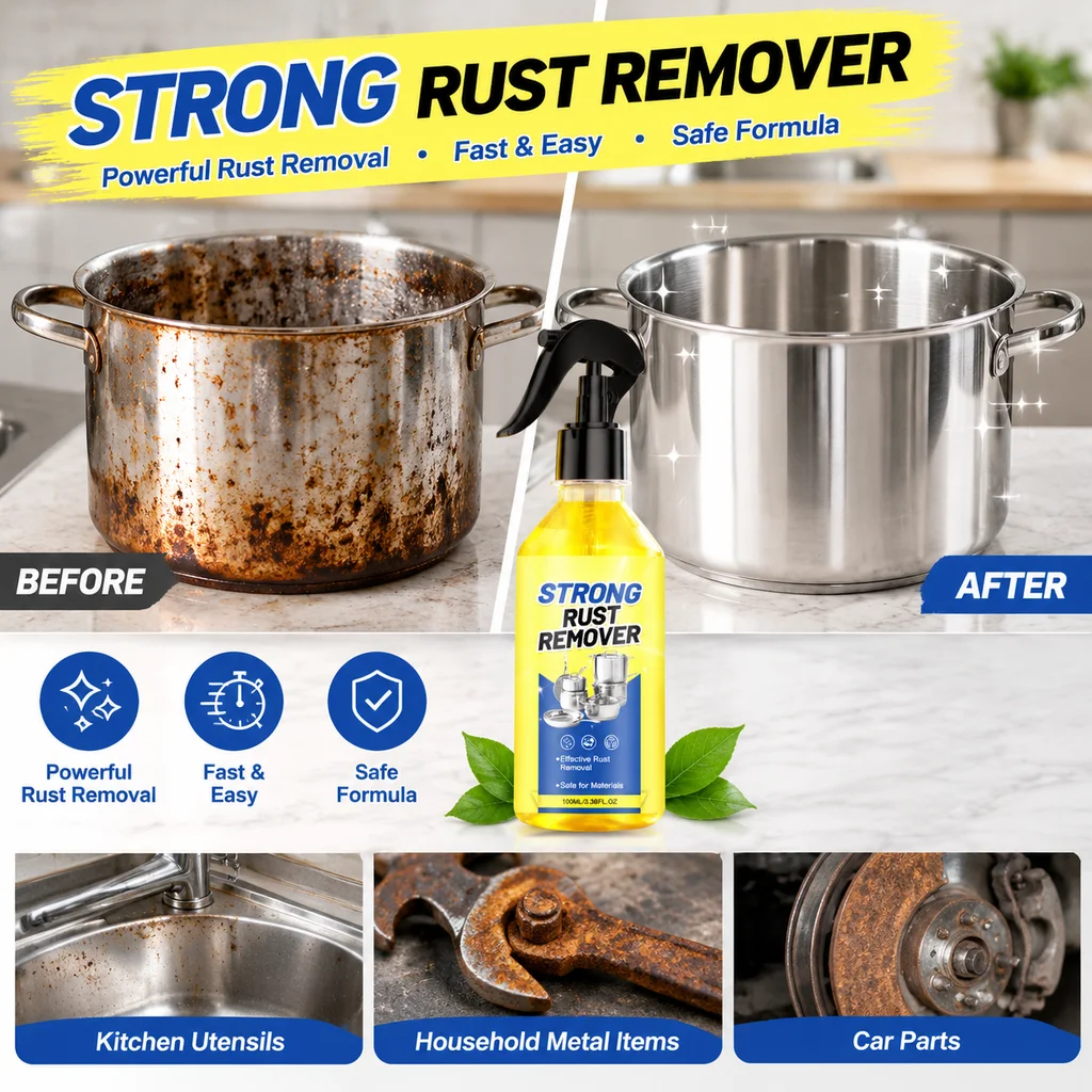 Multi Metal Rust Remover Spray Household Derusting Solution Kitchen Hardware Door Lock Garage DIY Maintenance Tool 100ml