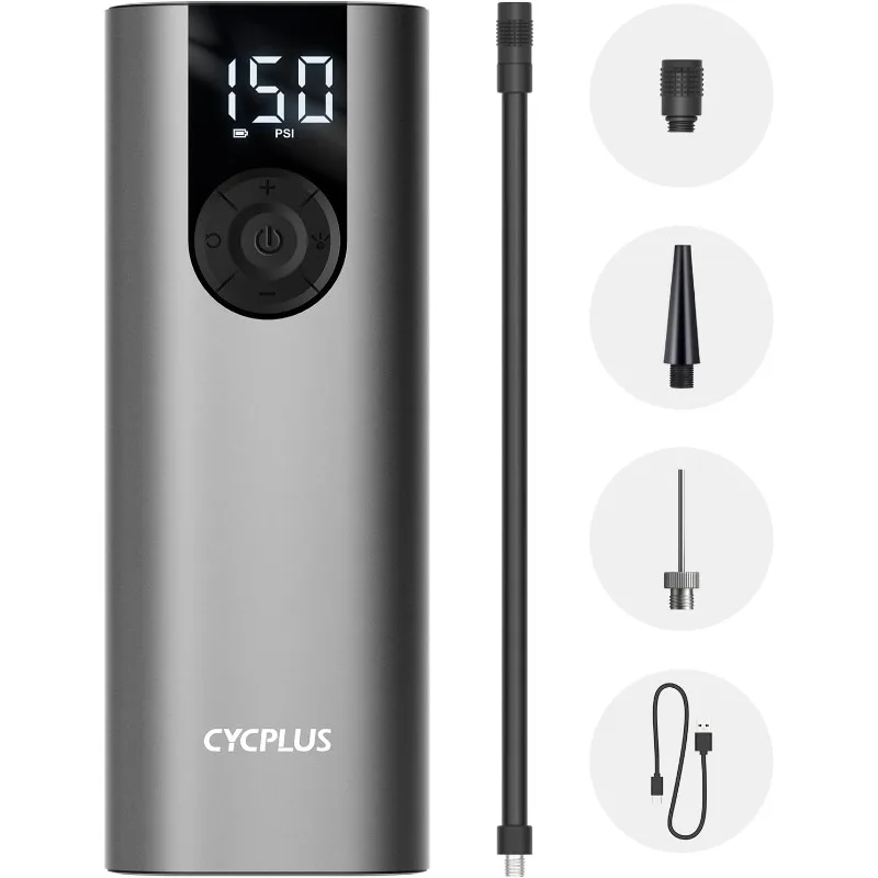 

CYCPLUS Tire Inflator Portable Air Compressor, 150 PSI Cordless Air Pump with Digital LCD Screen Pressure Gauge,Electric Air