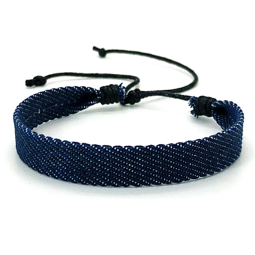 Braccialetto Vintage fatto a mano stella Punk blu Denim uomo per le donne braccialetti e braccialetti di amicizia etnica gotica regalo di gioielli