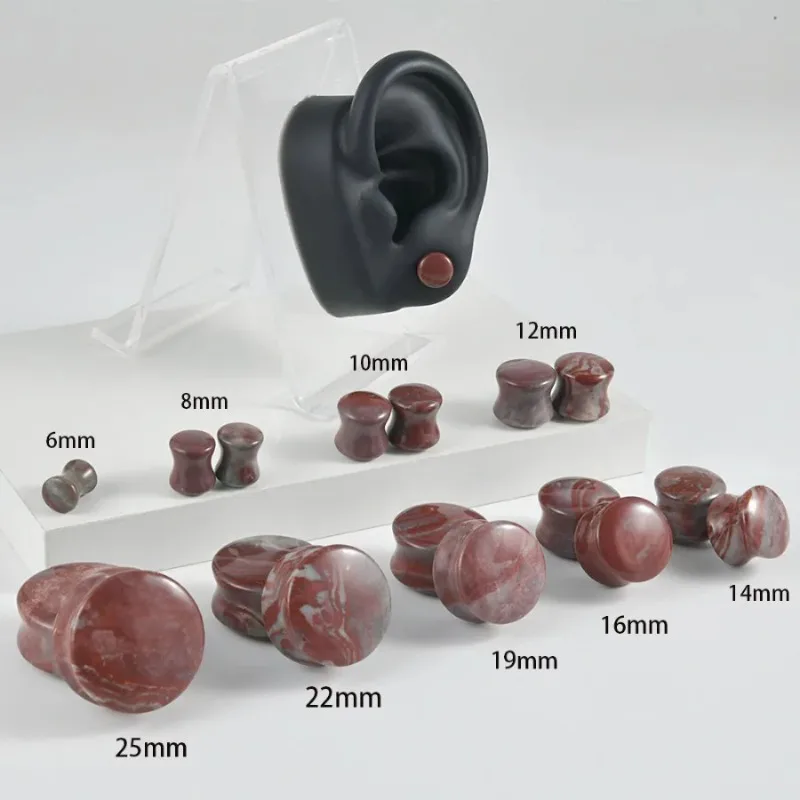 2pc Fashion Solid Waist Drum Earring Double Curved Stone Vertical Black Flare Jade Ear Spread Through Harsh Jewelry Piercing