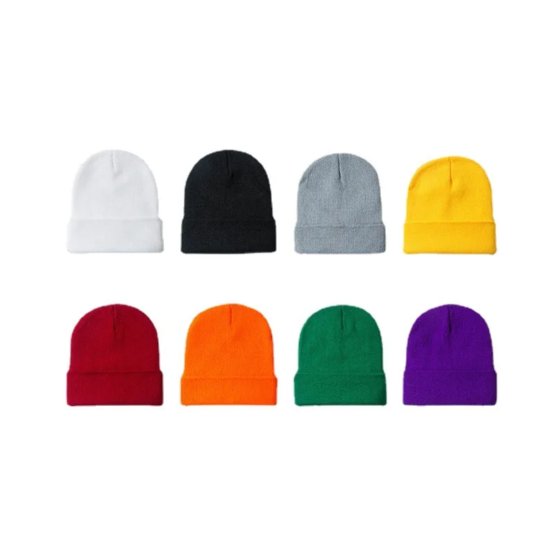 Solid-color glossy knitted hat, fashionable pullover hat, warm woolen hat for autumn and winter, suitable for both men and women