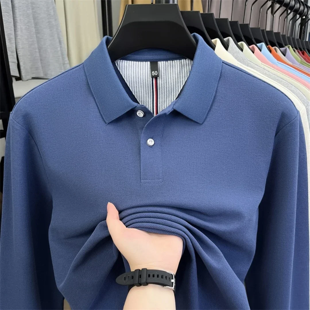 100 % reine Baumwolle, hochwertige Marke, Herren-Polohemd mit langen Ärmeln, Herbst-/Winterkollektion, modisches, luxuriöses Golfoberteil mit Stickerei, lässiges T-Shirt. – Detail 14