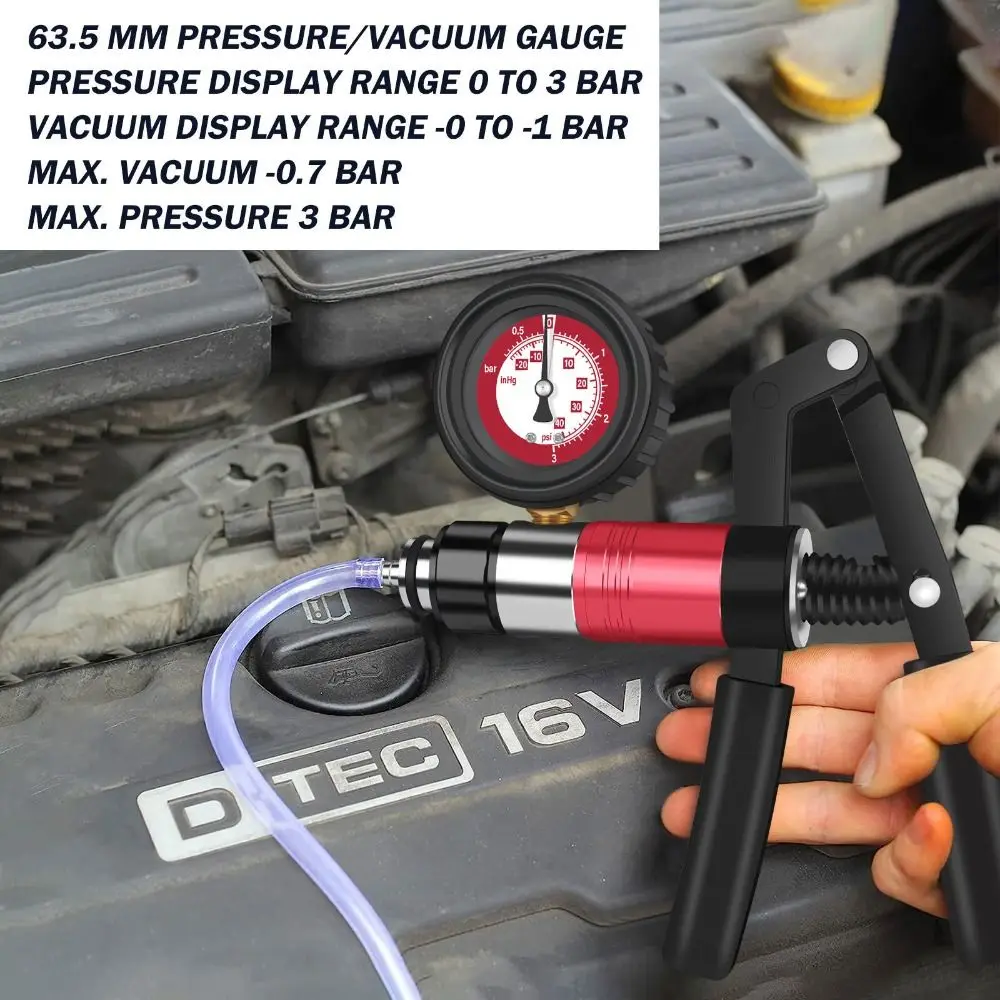 

Ручной вакуумный насос-тестер, пистолетного типа, для прокачки тормозной жидкости, с резервуаром, многоцелевой