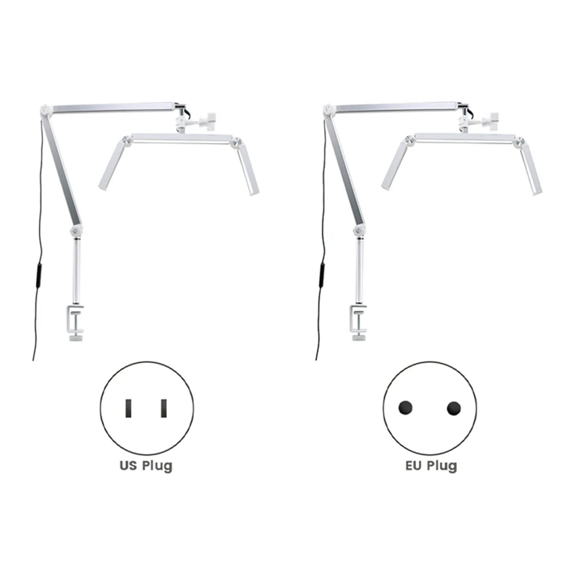 Lámpara de pestañas profesional de 30W, luz de media luna plegable de 26 pulgadas con abrazadera de escritorio y Control remoto, enchufe europeo