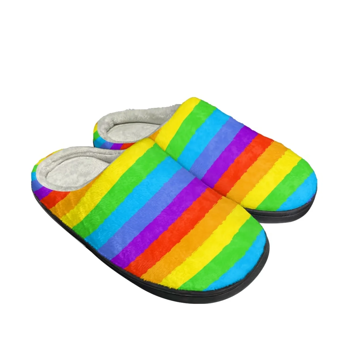 

New Candy Rainbow Pattern Women Men Spring Autumn Cotton Slipper Outdoor Work Breathable Convenient Flats Slippers Custom Image