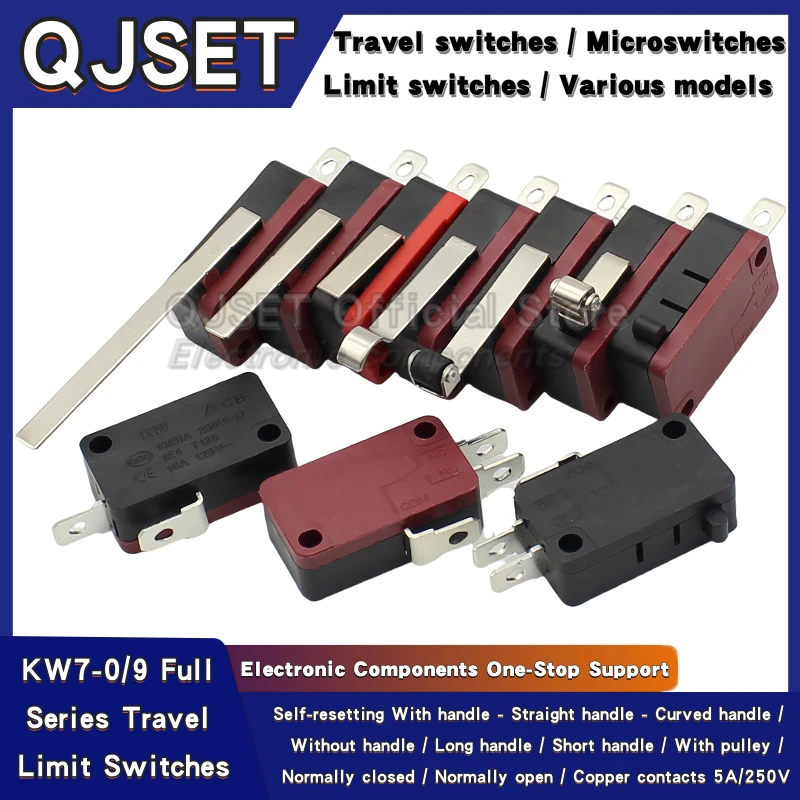 5pcs KW7-0-1 Travel Limit Switch Rice Cooker Induction Stove Foot Pump Diaphragm Pump Car Washer Universal 16A 250V Micro Switch