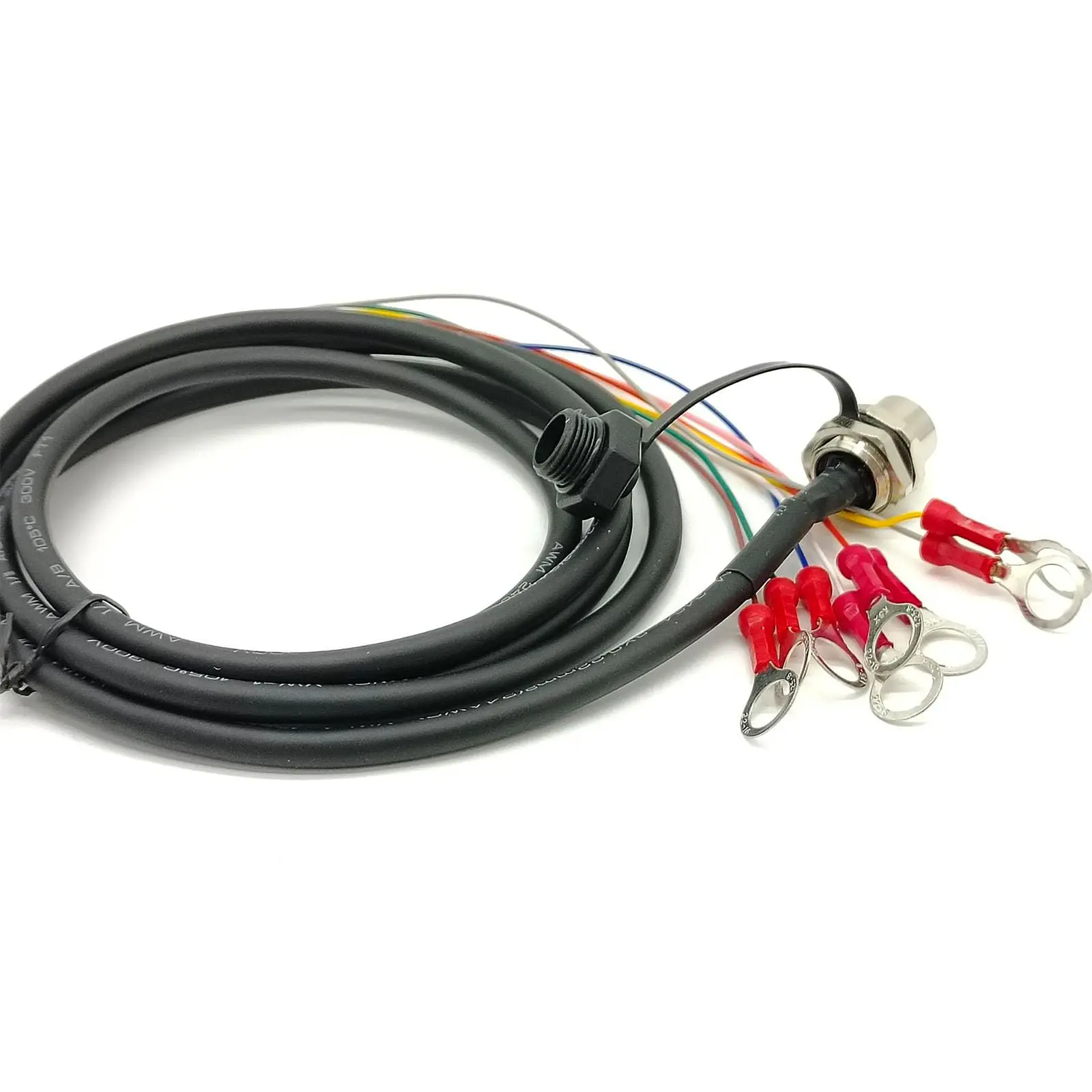 Sensor Connector Cable M12 Female 8 Pin A Code IP67, 1.7 Meter with Ring Terminal Dust Cap, Straight Back Mount