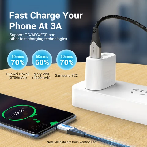 Кабель Vention USB Type-C 3A для быстрой зарядки и передачи данных — фото товара