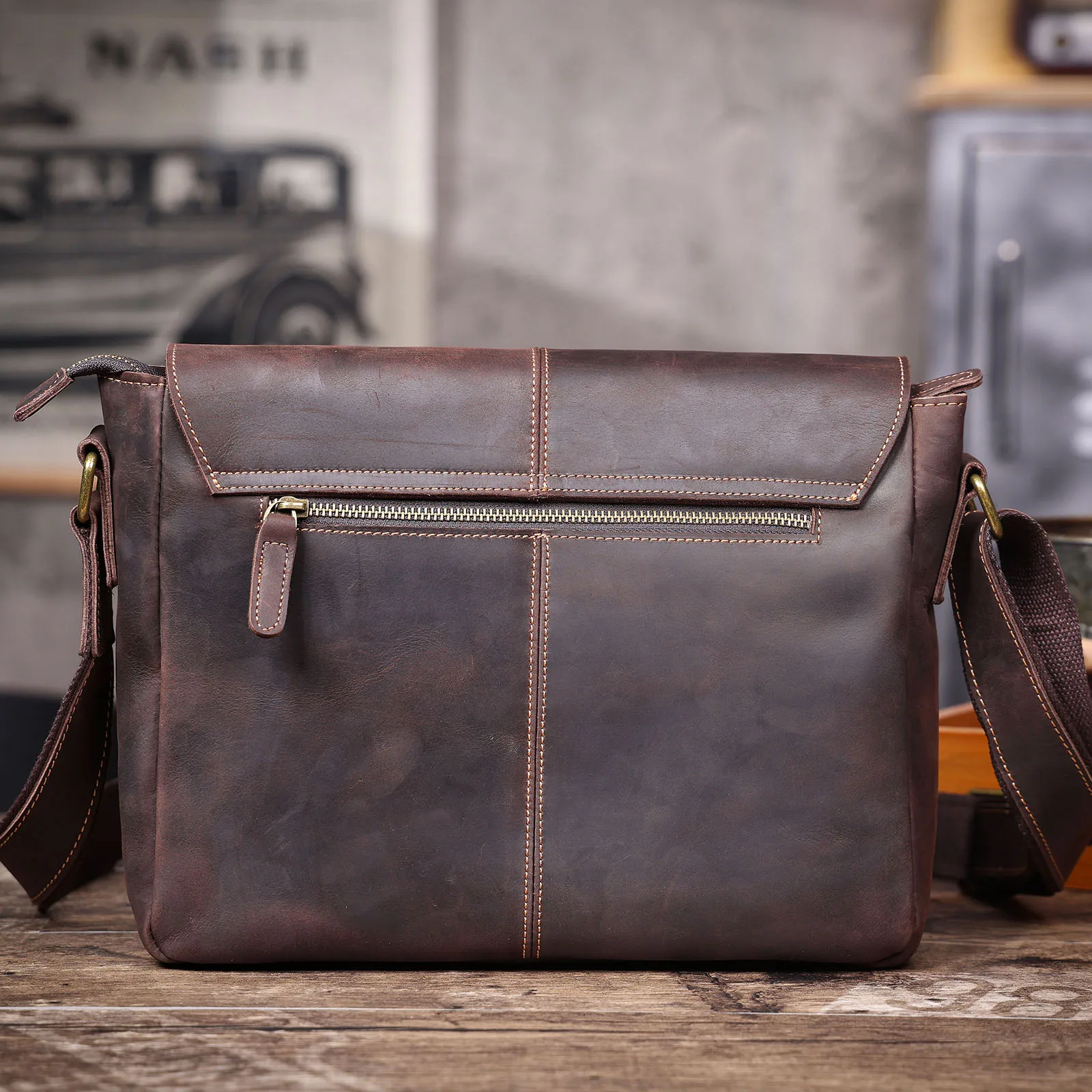 Vintage Herren-Aktentasche aus echtem Leder, 15-Zoll-Laptoptasche, Messenger-Taschen für Arbeit und Business, Crazy Horse Rindsleder-Handtasche für Männer, La – Detail 26