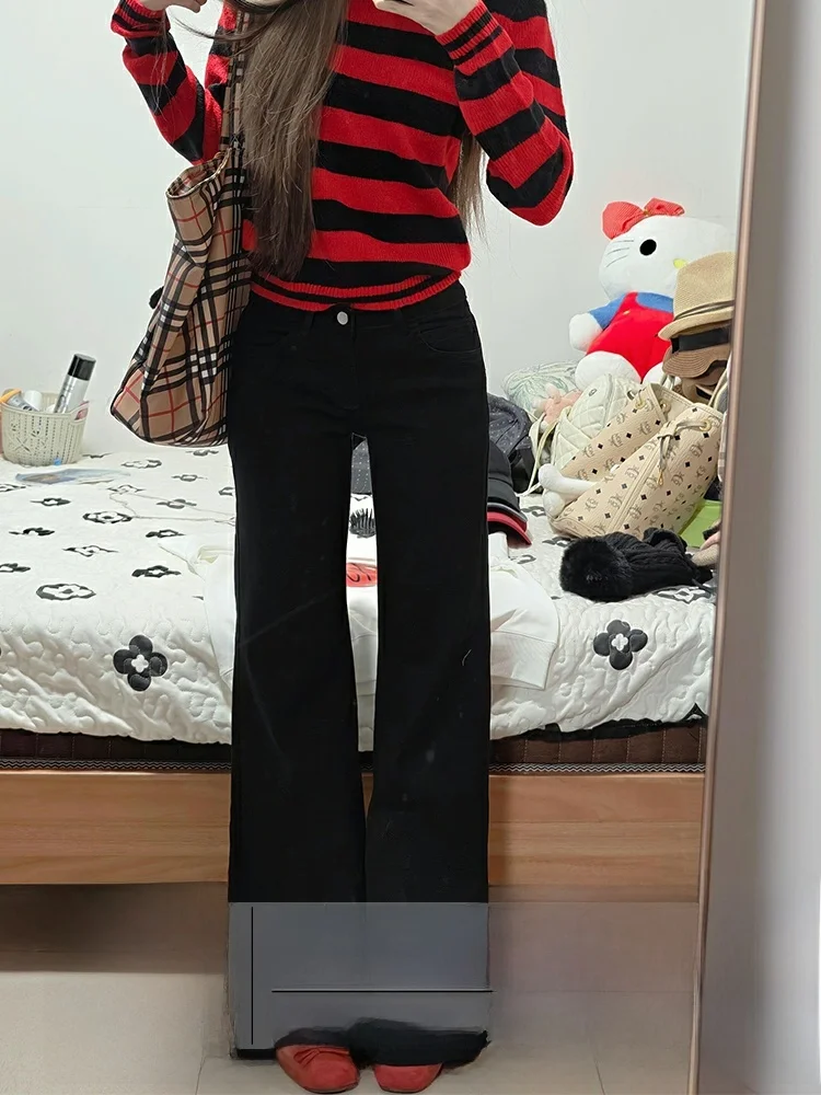 

Джинсы женские больших размеров, прямые, с высокой талией, облегающие, для осени и зимы, новинка, в американском стиле