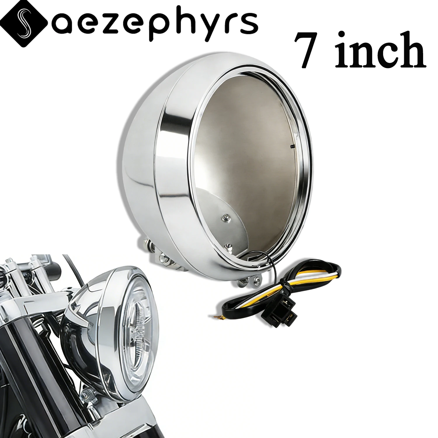 

Universal Motorcycle 7" LED Headlamp Shell Mount Lamp Shell Protective Cover for Honda Harley Heritage Softail Fat Boy 1986-2011