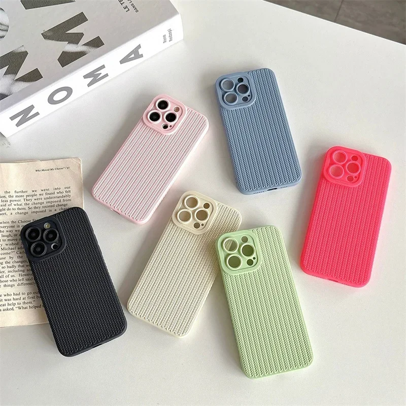 Candy Color Woven Pattern, TPU Soft Cover, Mobile Phone Case For iPhone 15, 14 ,13, 12, 11 Pro Max, Xs, Xr, Xs Max, 7, 8 Plus