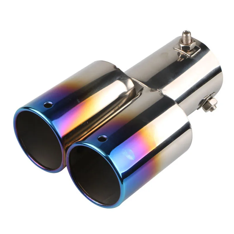 wholesale double outlet car muffler tip black straight bent exhaust tail muffler car interior parts tuning auto  universal