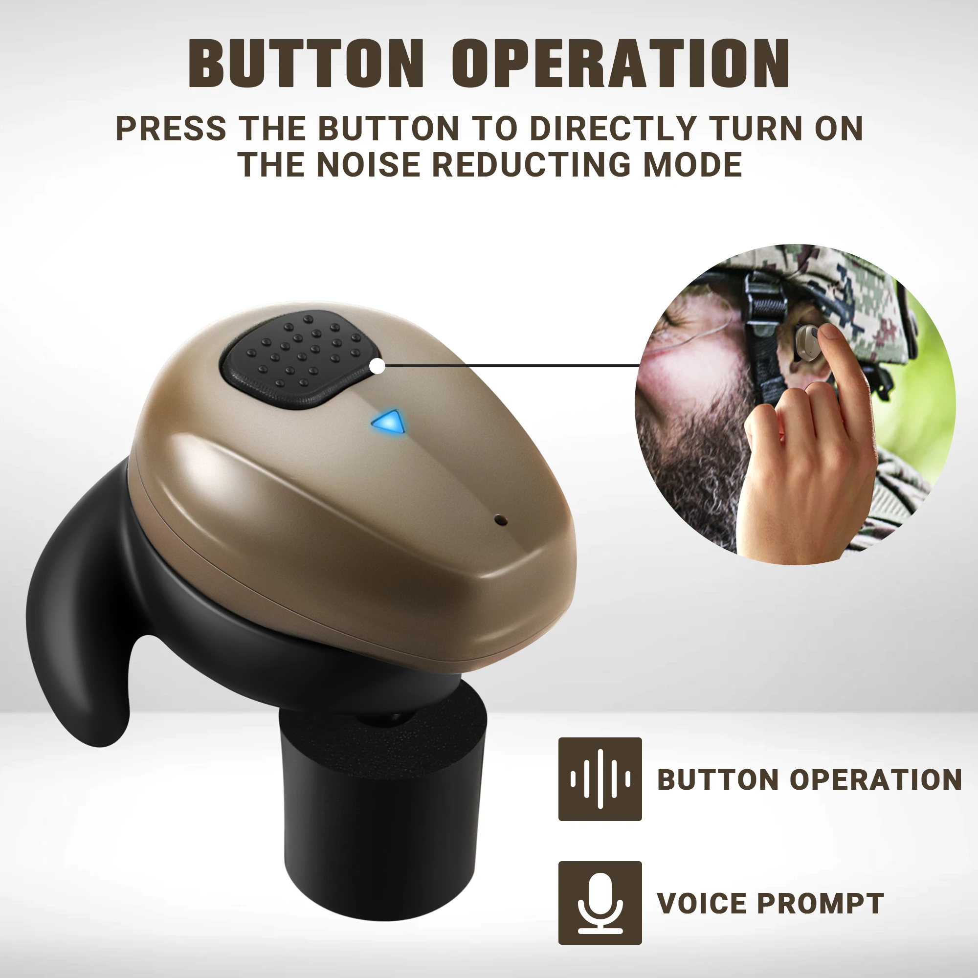 YHKEMA EB10 Electronic Shooting Ear Protection,TacticalNRR 27dB Bluetooth Noise Cancelling Sound Amplification Earmuffs Earbuds