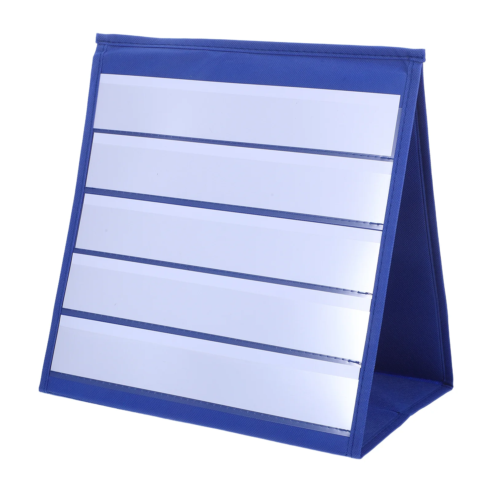 

Pocket Chart Stand Desktop Double Sided Triangular Tabletop Pocket Chart for Small Group Organizer Teacher Cards Holder