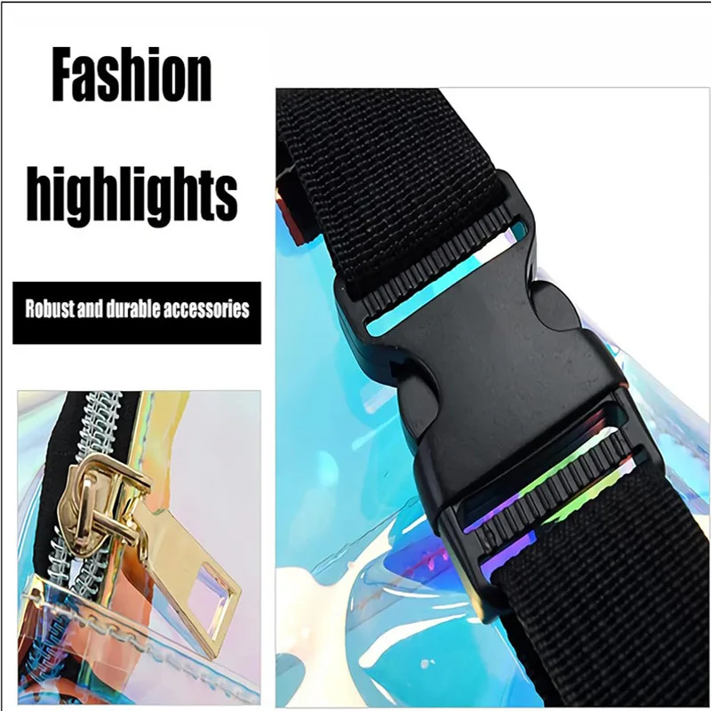 موضة جديدة ملونة الليزر حزمة مراوح شخصية حقيبة الكتف حزام الكتف قابل للتعديل التسوق وركوب الخيل