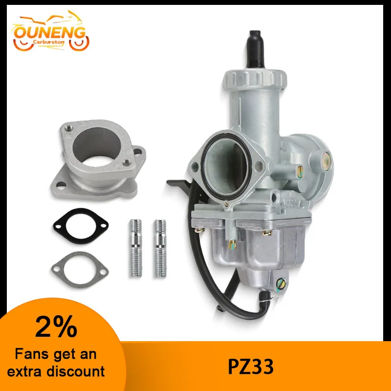 33mm PZ33 Motorcycle Carburetor With Intake Manifold For CG TMX 250cc 300cc 350cc 400cc QUAD Off-Road ATV Cg 200-250cc Carb