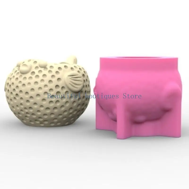 

U4LF уникальные силиконовые формы для цветочных горшков, формы для ваз в форме рыбы-фугу, формы для подсвечников для сочных для