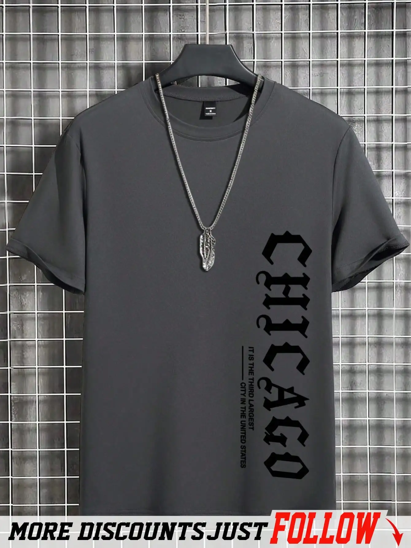 

Men's Gray Casual Graphic Print Round Neck Short Sleeve T-Shirt