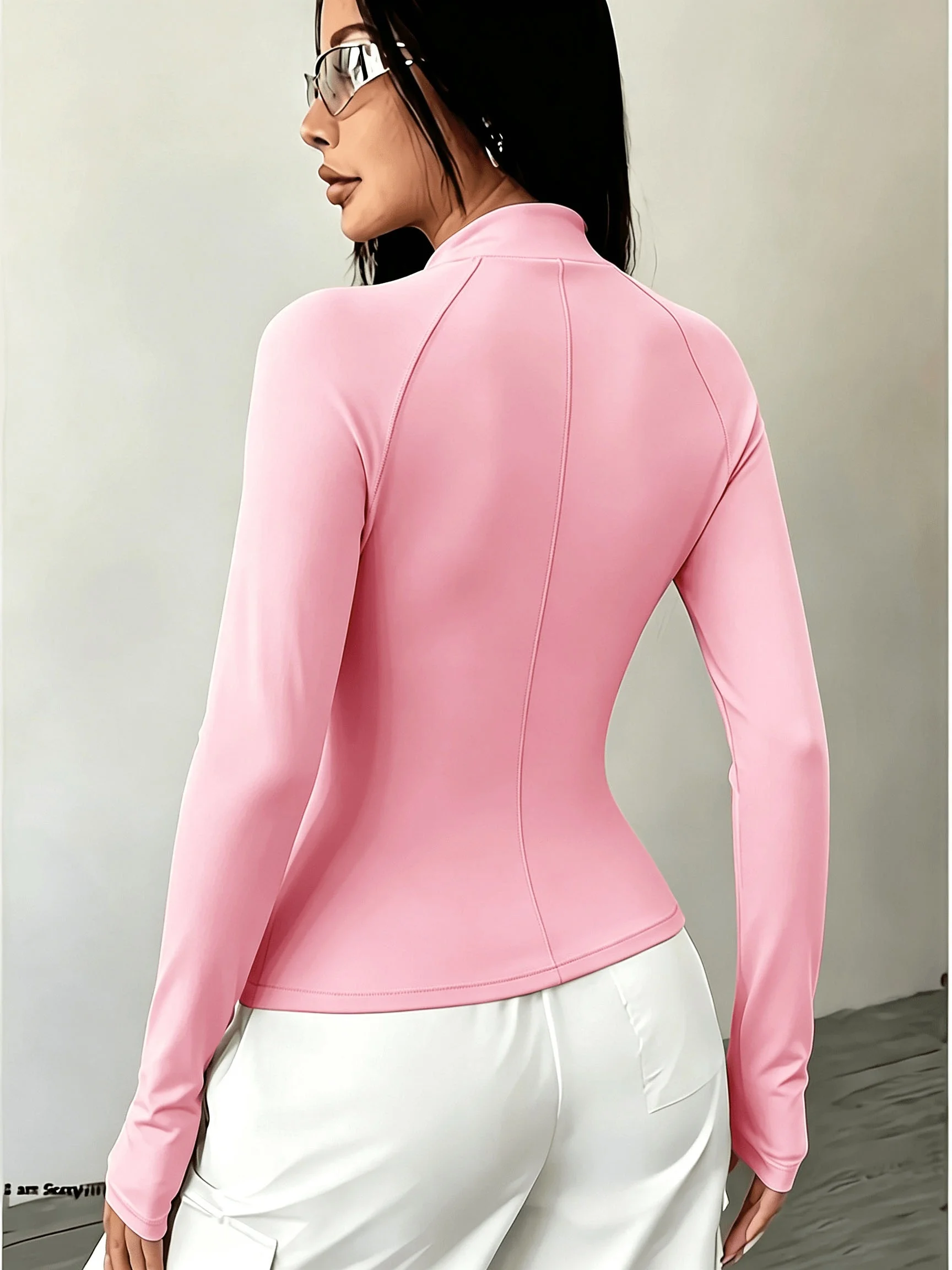 Women's solid color lightweight long-sleeve jacket, casual outings, commuting, running, workouts, yoga