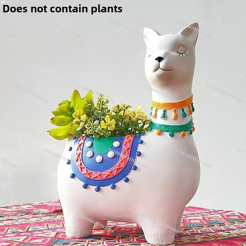 

Alpaca Planter Resin Llama Flower Pot for Succulents Plants Hand Painted Animal Pot Bonsai Home Garden Desktop Decoration