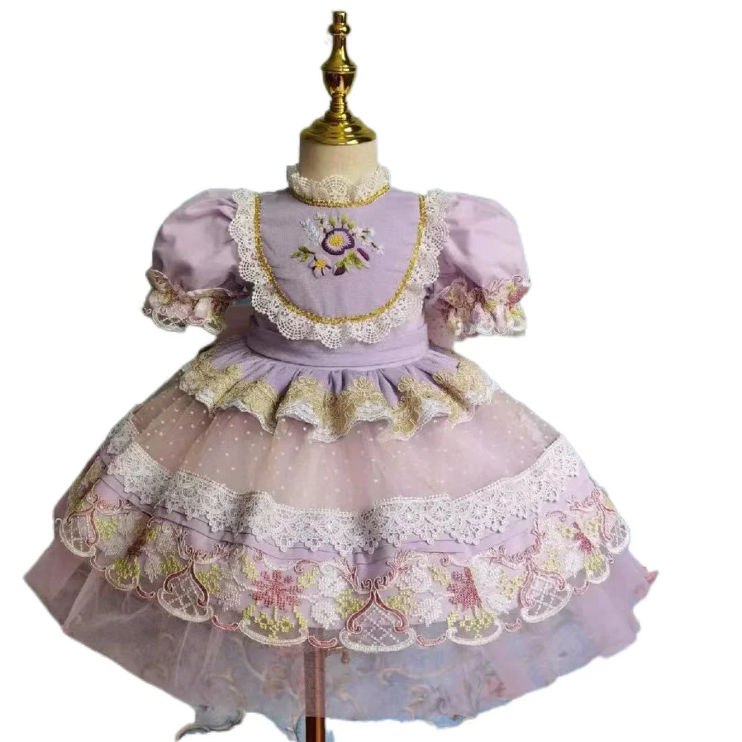 Turkey Vitange Birthday Dress Children Gift Flower Girl Dresses Customized Girl Lolita Dress Kids Holiday EID Dress Baby Sweet