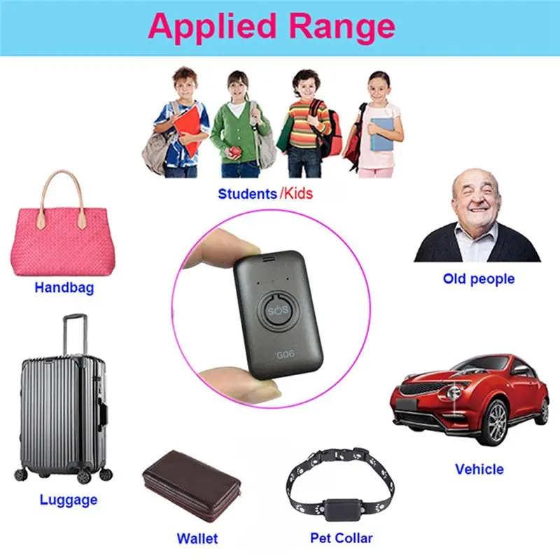 Personal Micro-GPS Tracker G06 APP Web Tracking Locator Maps Real Time SOS Calling for Kids Elderly