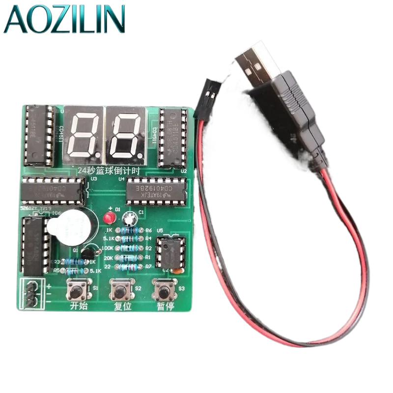 AOZILIN 24 Second Countdown Timer PCB Kit DIY Electronic Soldering Practice Board for Basketball Game