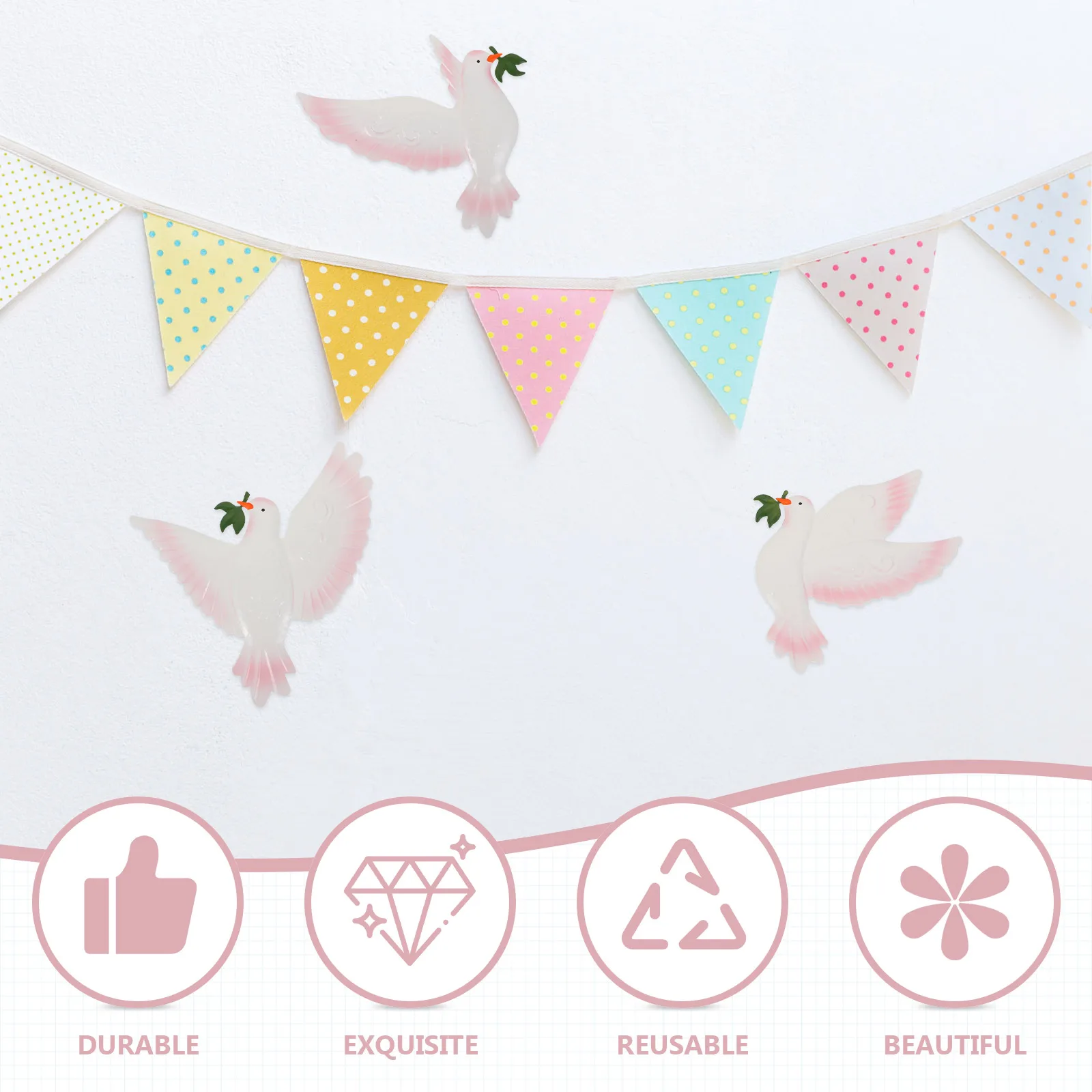 

3 Pcs Metal Bird Peace Dove Pendant Decorations Wall Art Wrought Iron Delicate Pendants