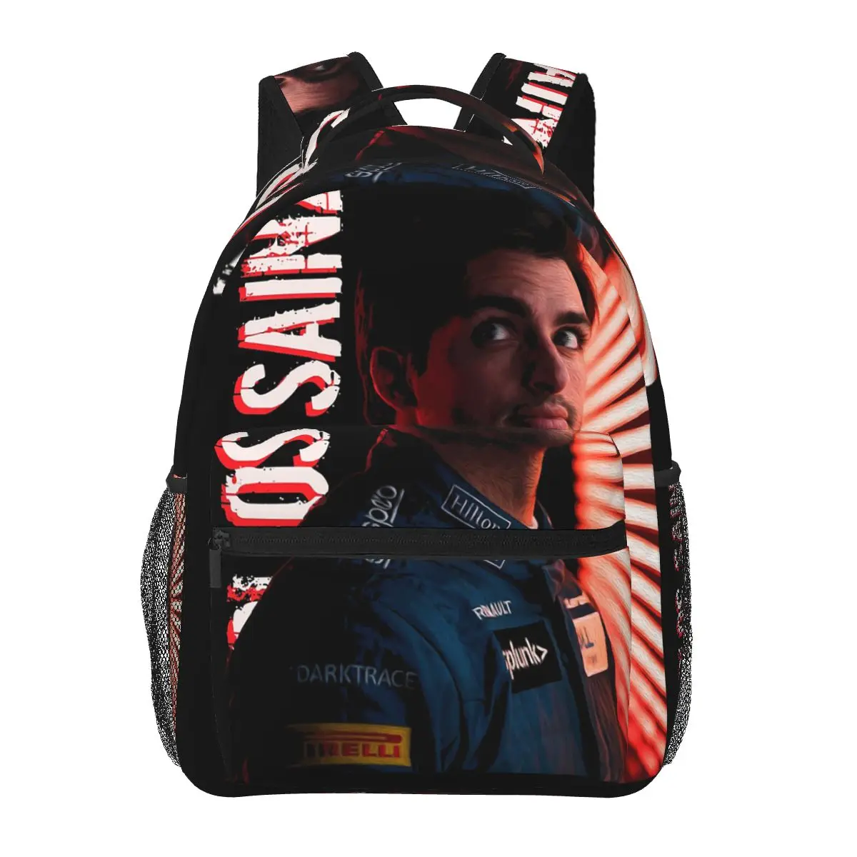 

Carlos Sainz Jr F1 Signature Graphic - Dark Backpacks Boys Girls Bookbag Students School Bags Travel Rucksack Shoulder Bag