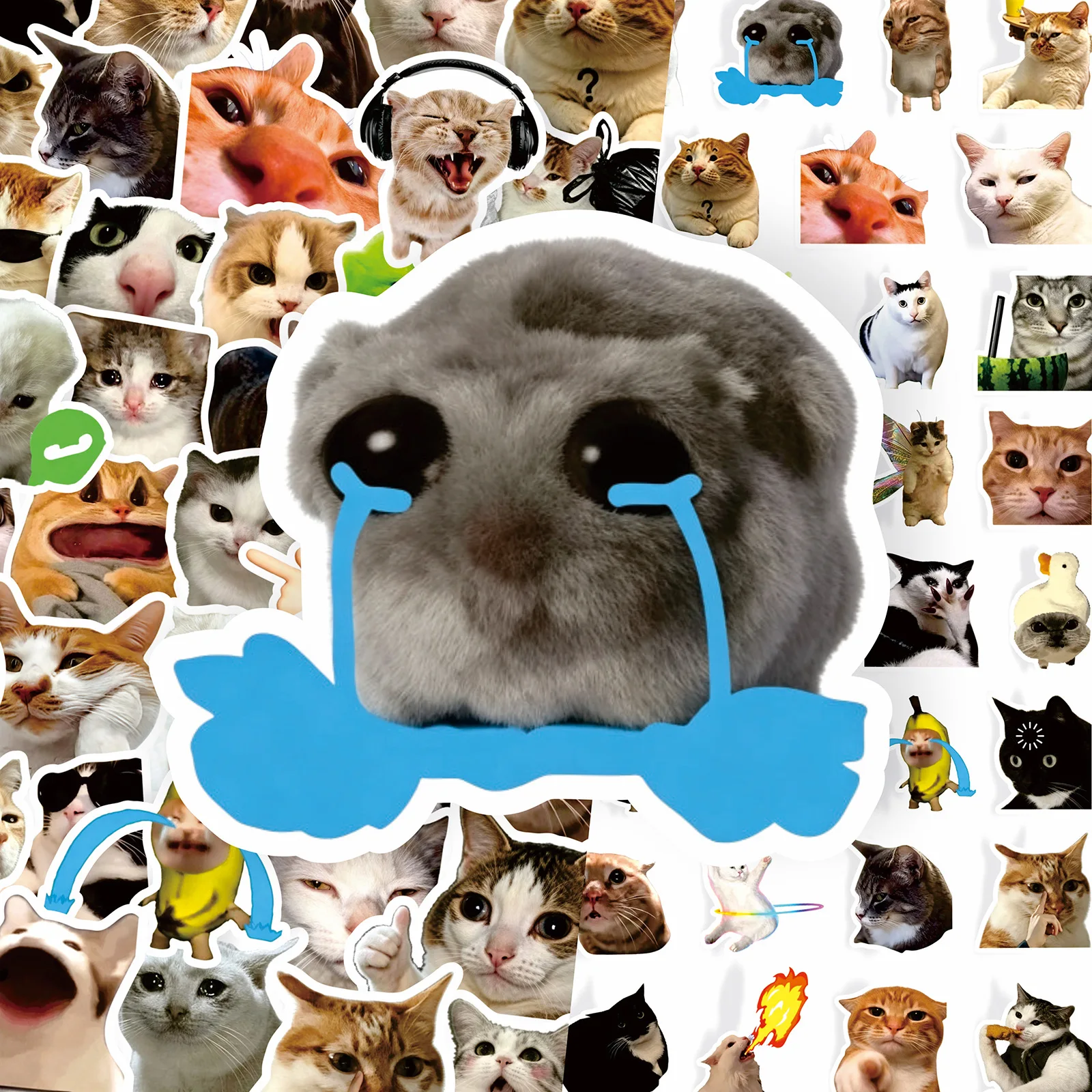 100 Pcs Funny Cat Meme Stickers Set Cute Cat Expressions DIY Notebook Decorations Fun Cat Memes for Journaling And Planners image 3
