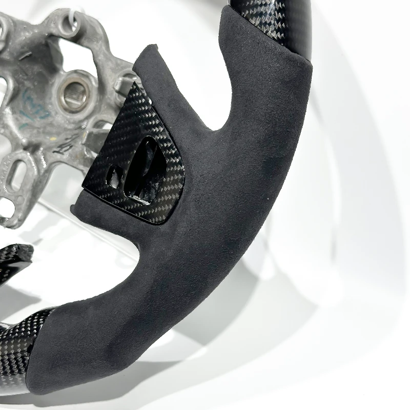 Black Carbon Fiber Steering Wheel for Renault Clio 4 Car Parts with Suede for Renault Clio 4 Flat Bottom Drop Shipping New