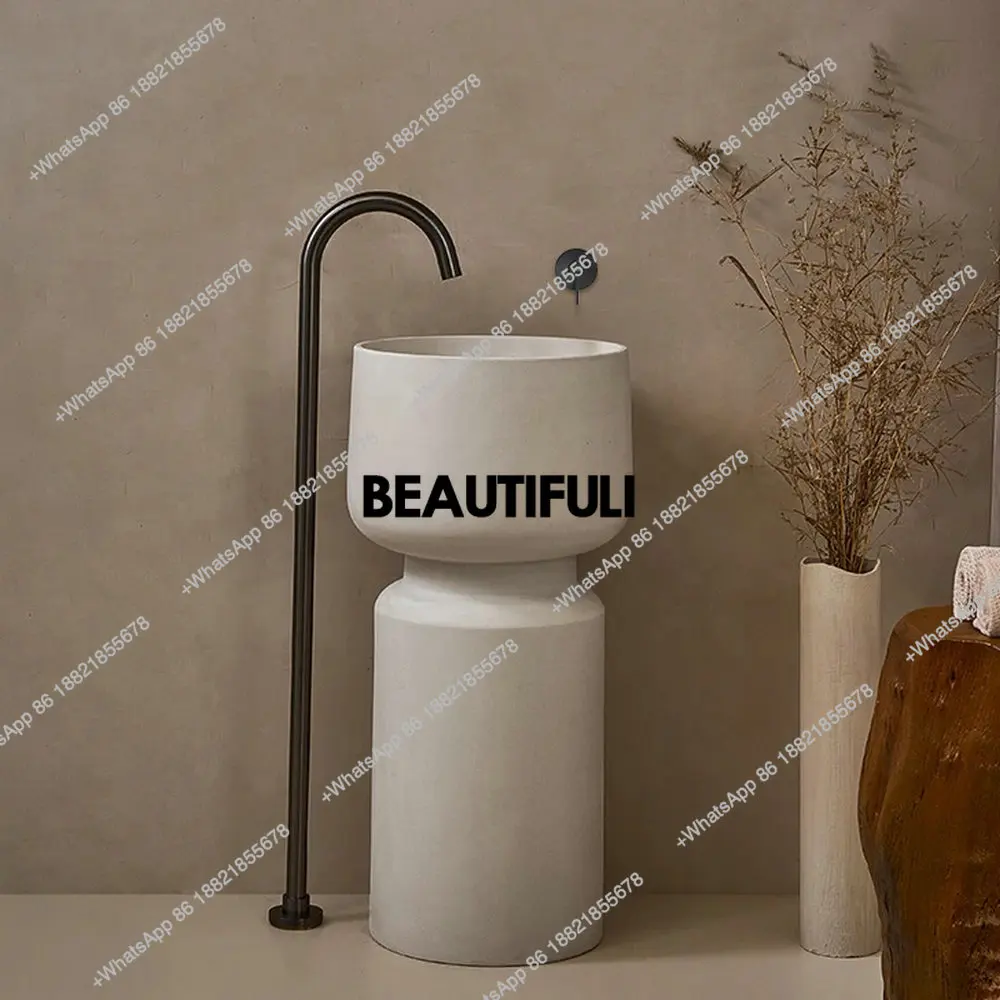 European style minimalist modern style bathroom column basin, independent artificial stone washbasin, bathroom washbasin