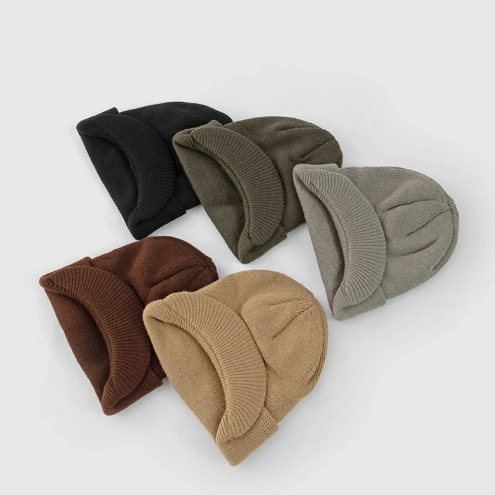 موضة رشاقته الدافئة محبوك بلغت ذروتها قبعة Therma بلون قصيرة حافة قبعة قبعة لينة إيرفلاب إضافة أفخم اصطف قبعة المشي لمسافات طويلة #2