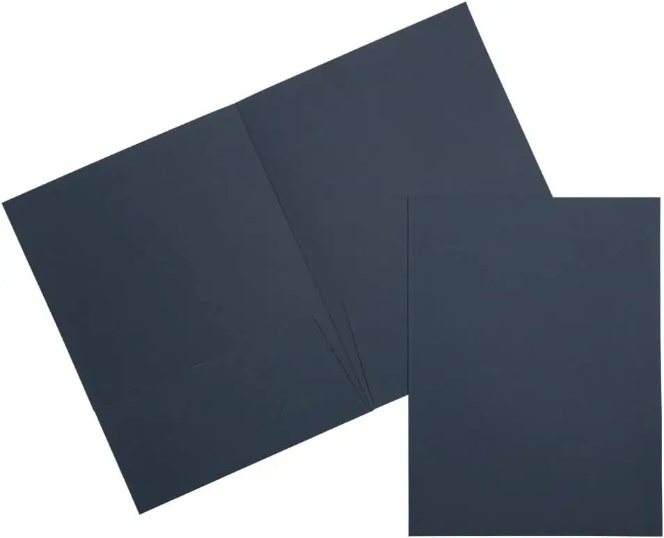 

Two Pocket Linen Presentation Folders, Letter Size, Navy Blue, Bulk 50 per Box