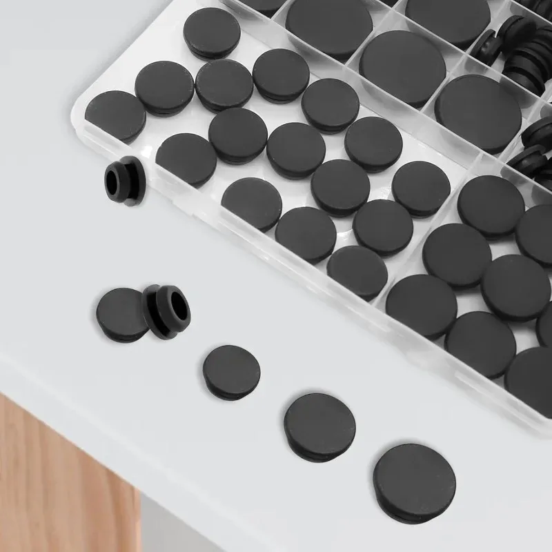 125Pcs Rubber Plug Round Hole Silicone Rubber Distribution Box Cabinet Hole Plug Cable Seal for Car Wiring Furniture