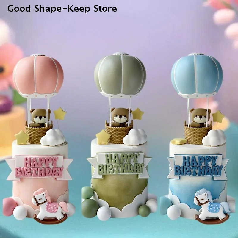 Topper Gender Reveal Party Cake Decoration Blue Pink Hot Air Balloon Cake Kids Boy Girls Birthday Party Supplies Baby Shower