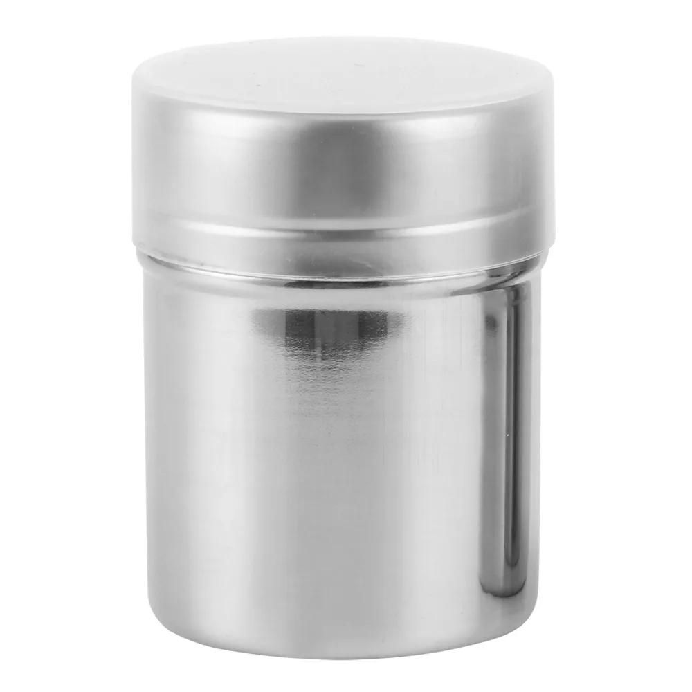2pcs 304 Stainless Steel Powdered Sugar Shaker Fine Mesh 195ml/345ml Fine Mesh Dredge With Lid Flour Sifter Duster For Baking