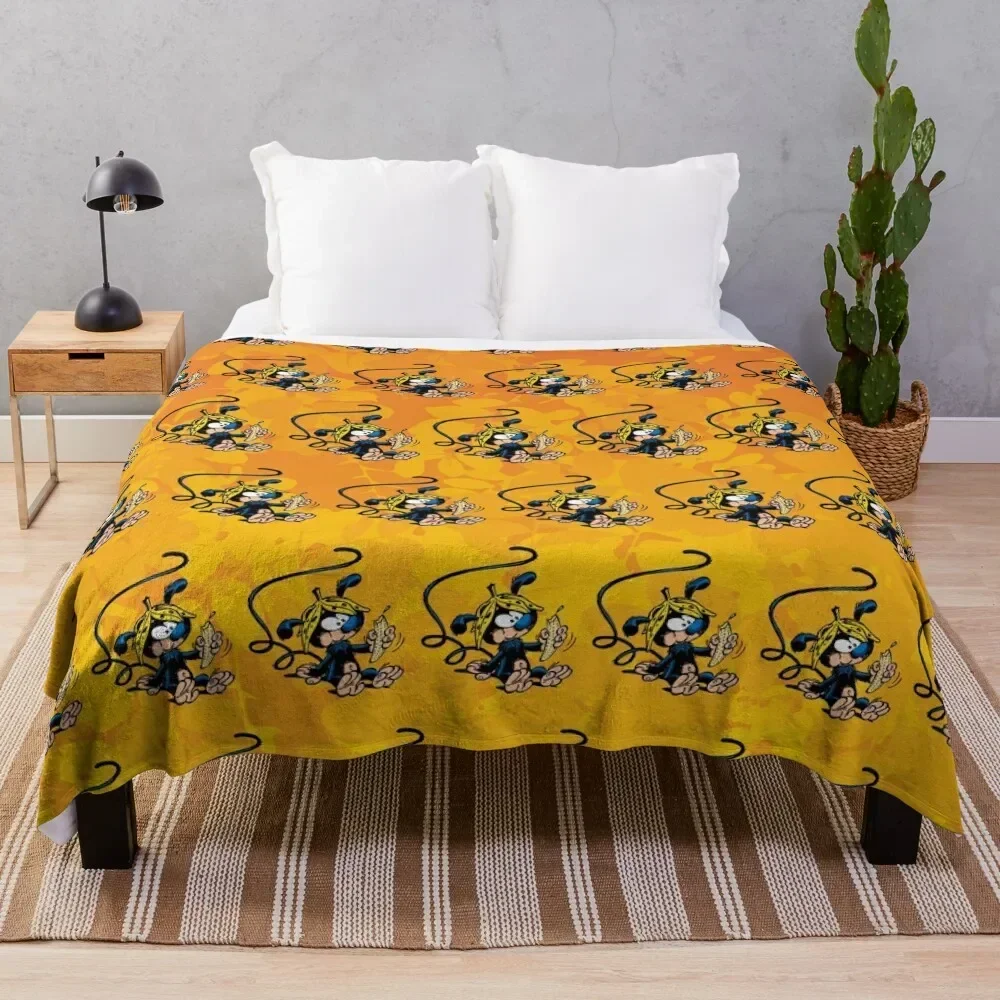 

Marsupilami baby eating banana / Orange design / Pattern Throw Blanket Moving Decorative Sofa Blankets For Bed Blankets